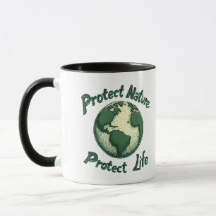 Caneca Dia da Terra Retroativa - Proteger a Natureza, Pro