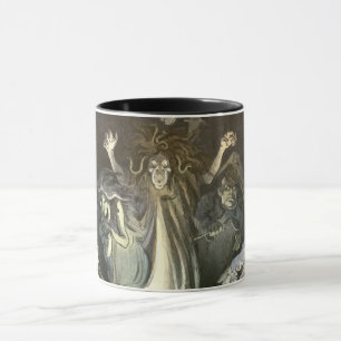 Caneca Dia das Bruxas Antigo, Violinista Esqueleto e Fant