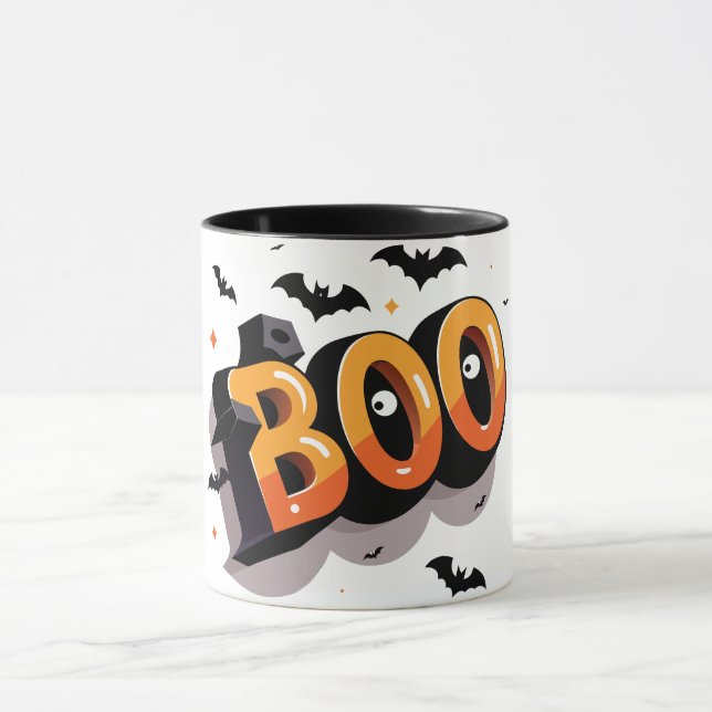 Caneca Dia das Bruxas Laranja e Negro 3D Negrito (Centro)