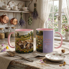 Caneca Dia das Mães Prado de Flores Silvestres Gato e Gat