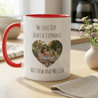 Caneca Dia das Mães Tia Foto de Coração de Flor Silvestre