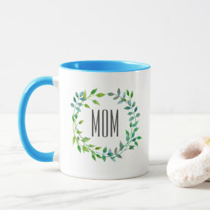 Caneca Dia das mães verde da grinalda da folha da