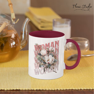 Caneca Dia das Mulheres Flores de Vintagem por Aquarela