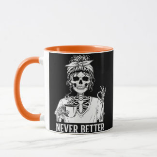 Caneca Dia de as Bruxas engraçado de esqueleto nunca melh