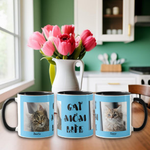 Caneca Dia de as mães Blue Custom Photo Cat