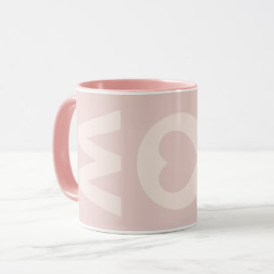 Caneca Dia de as mães de Coração Rosa Moderno MOM