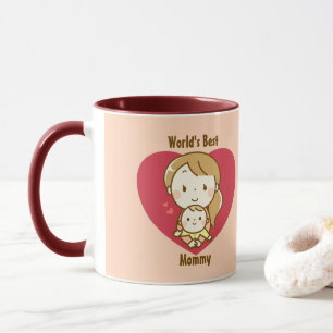 Caneca Dia de as mães de desenho de kawaii fofo para mã