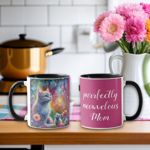 Caneca Dia de as mães de Gato da Mãe Rosa Puramente Meowv