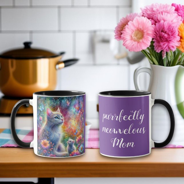 Caneca Dia de as mães de Gato Roxo Puro e Medíocre (Criador carregado)