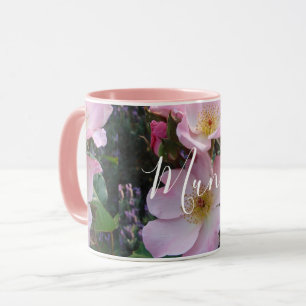 Caneca Dia de as mães de Mãe floral de Rosa floral cor-de