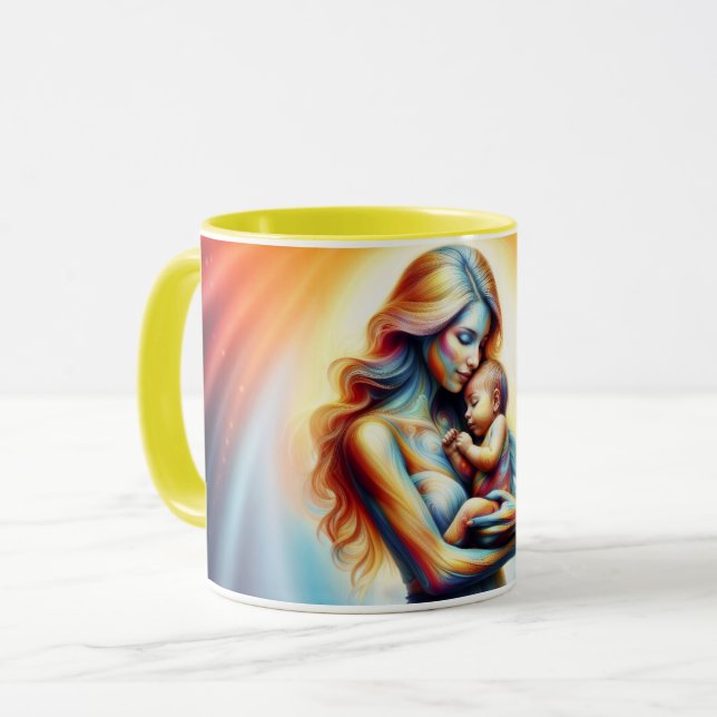 Caneca Dia de as mães de maternidade ama a aura pastel su (Frente Esquerda)