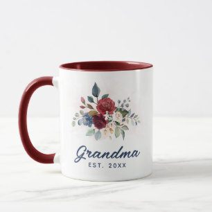 Caneca Dia de as mães Elegante Burgundy - Script Floral V
