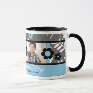 Caneca Dia de as mães Floral Azul 2 Foto