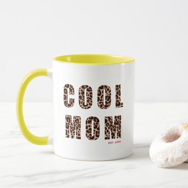 Caneca Dia de as mães Legal Mãe Leopardo Ano de Impressão (Com Donut)