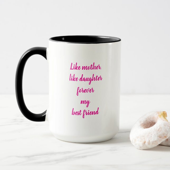 Caneca Dia de as mães Presente Mãe Filha Rosa Quente (Com Donut)