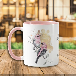 Caneca Dia de as mães Rosa de Aves Humanos