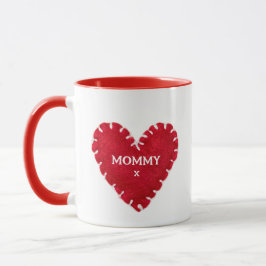 Caneca Dia de as mães Vermelho Feltro Coração Vermelho Ma