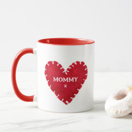 Caneca Dia de as mães Vermelho Feltro Coração Vermelho Ma