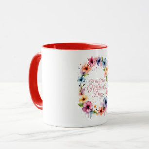 Caneca Dia de as mães Watercolor Floral Wreath
