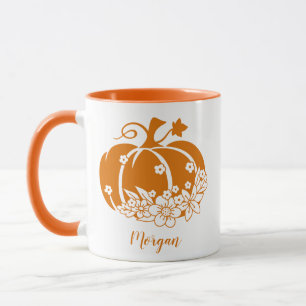 Caneca Dia de Dia das Bruxas de Flor Bonito ou Abóbora d