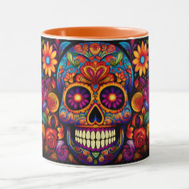 Caneca Dia de los Muertos Adicionar Nome Caveira Dentro