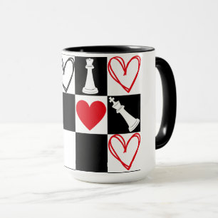 Caneca Dia de os namorados Cardíaco Preto&Branco da Placa