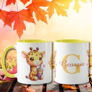 Caneca Dia de os namorados Cute Giraffe Love Boba