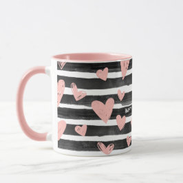 Caneca Dia de os namorados de Amor de Corações Pretos e R