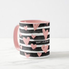 Caneca Dia de os namorados de Amor de Corações Pretos e R