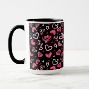 Caneca Dia de os namorados de padrões de coração cor-d