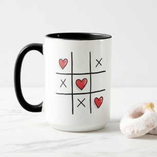 Caneca Dia de os namorados do jogo "Heart-tac-toe"