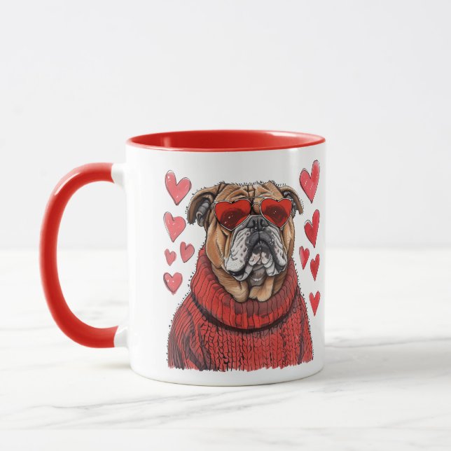 Caneca Dia de os namorados English Bulldog (Esquerda)