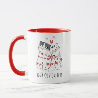 Caneca Dia de os namorados Personalizado de Casal de Gato