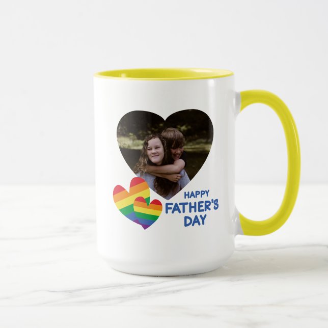 Caneca Dia de os pais de Corações Arco-Íris LGBT (Direita)