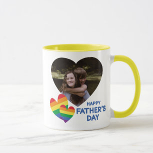 Caneca Dia de os pais de Corações Arco-Íris LGBT