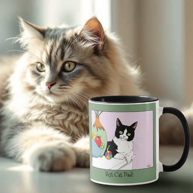 Caneca Dia de os pais Tuxedo Cat (Criador carregado)