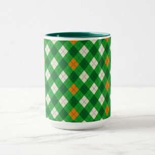 Caneca Dia de São Patrício argyle colorido irlandês