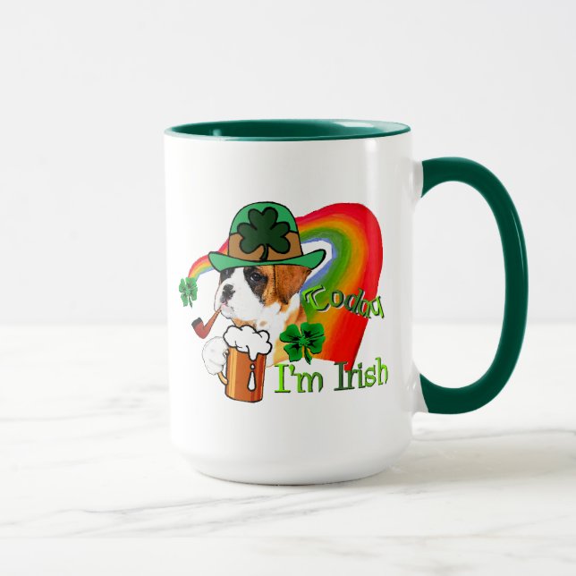Caneca Dia de São Patrício de Cachorro Boxer (Direita)