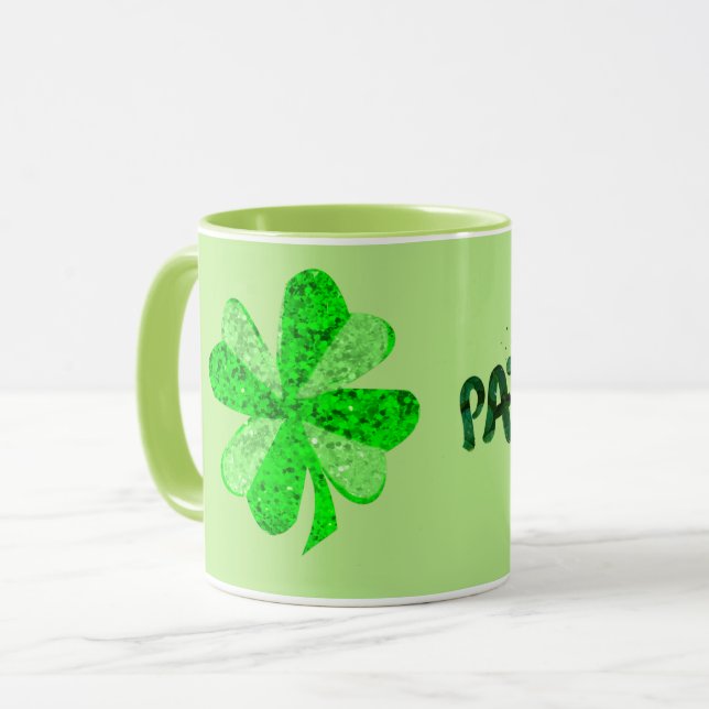 Caneca Dia de São Patrício de shamrock com sequência verd (Frente Esquerda)