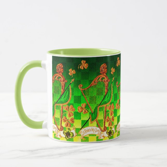 CANECA DIA DE SÃO PATRÍCIO IRLANDÊS HARP, VERDE DOURADO S (Esquerda)
