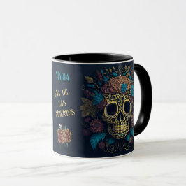 Caneca Dia do Adição do Nome Morto Dentro do Caveira Pret