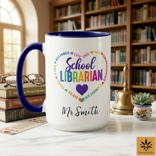 Caneca Dia do Bibliotecário Escolar Personalizado Nome