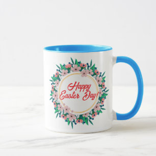 Caneca Dia Do felz pascoa Com Quadro Floral-23046