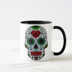 Caneca Dia do morto no vermelho e no verde