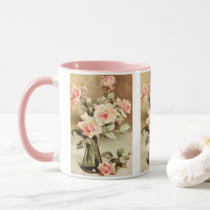 Caneca Dia dos Namorados Amor Romântico Rosas Rosa Vintag