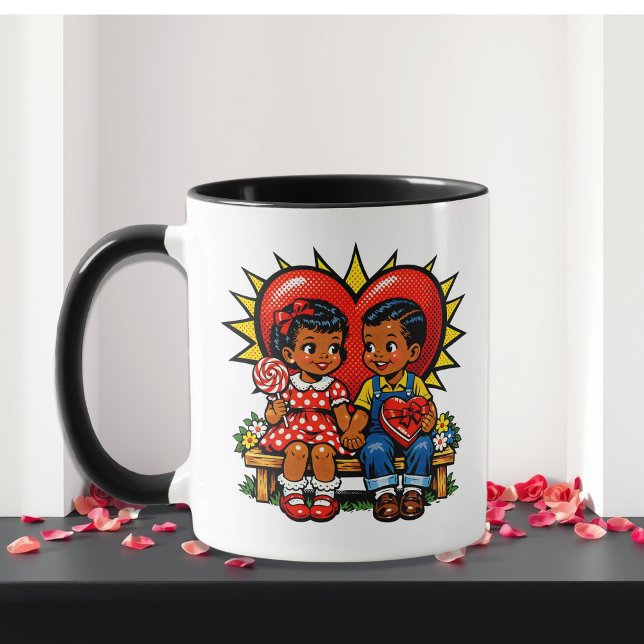 Caneca Dia dos Namorados | Arte Pop Retro Personalizada (Criador carregado)