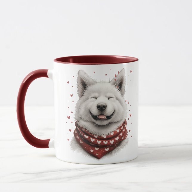 Caneca Dia dos Namorados Cachorro Samoyed (Esquerda)