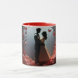Caneca Dia dos Namorados Casal Romântico Silhueta amor 