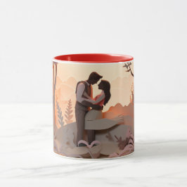 Caneca Dia dos Namorados Casal Romântico Silhueta amor 