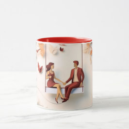 Caneca Dia dos Namorados Casal Romântico Silhueta amor 